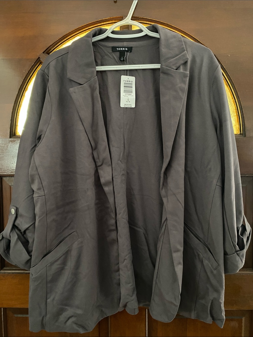 torrid Charcoal Gray Open-Front Blazer Jacket